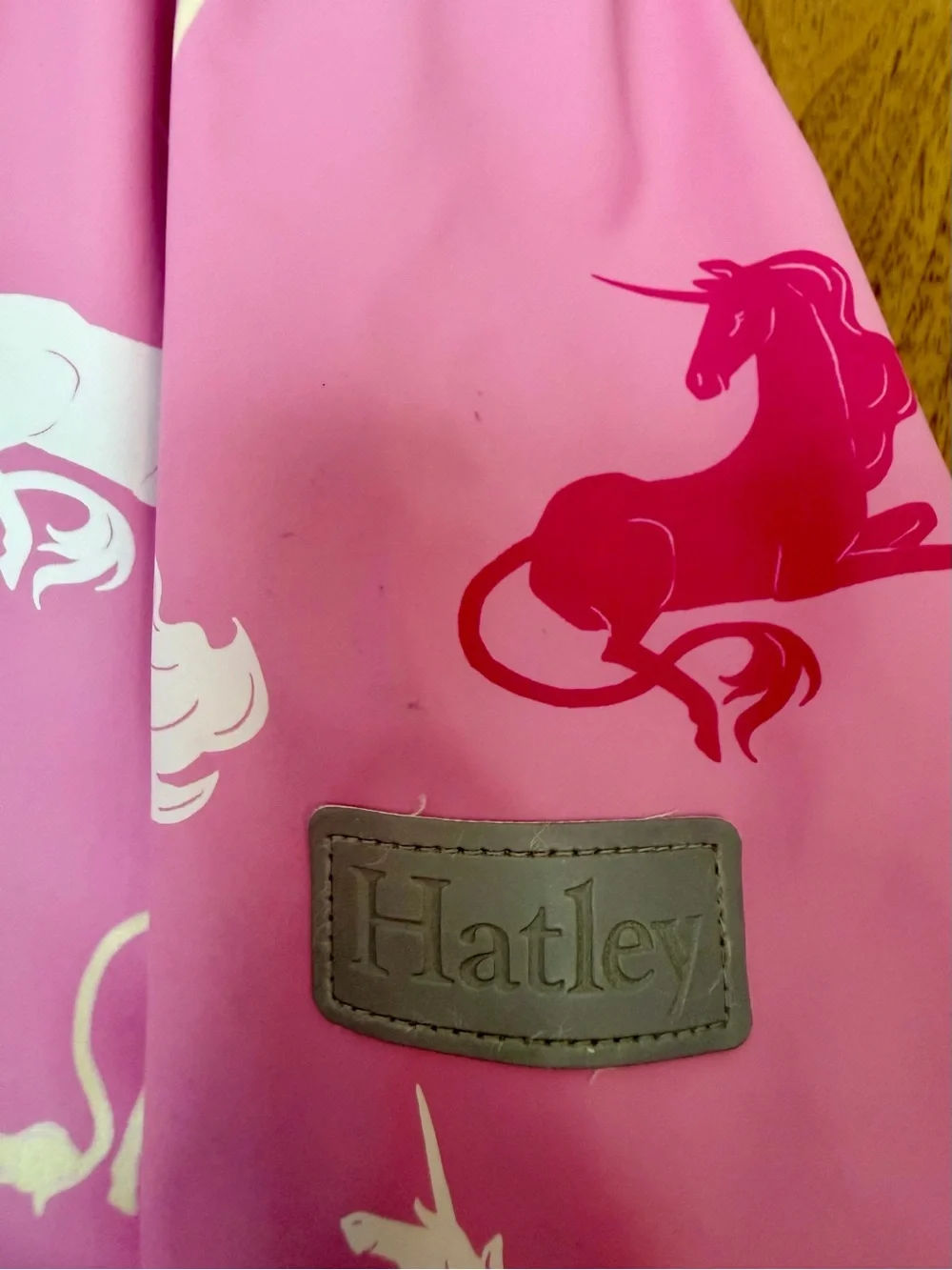 Hatley Girls Color Changing Unicorn Raincoat Pink Terry Lined Size 3
